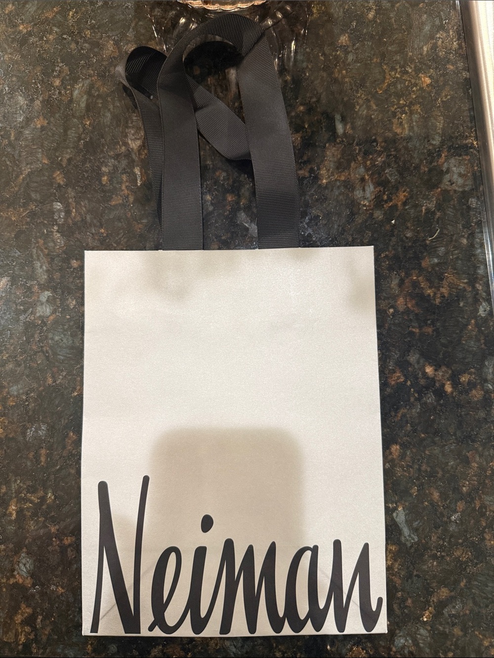 Neiman’s small grey and black gift bag
